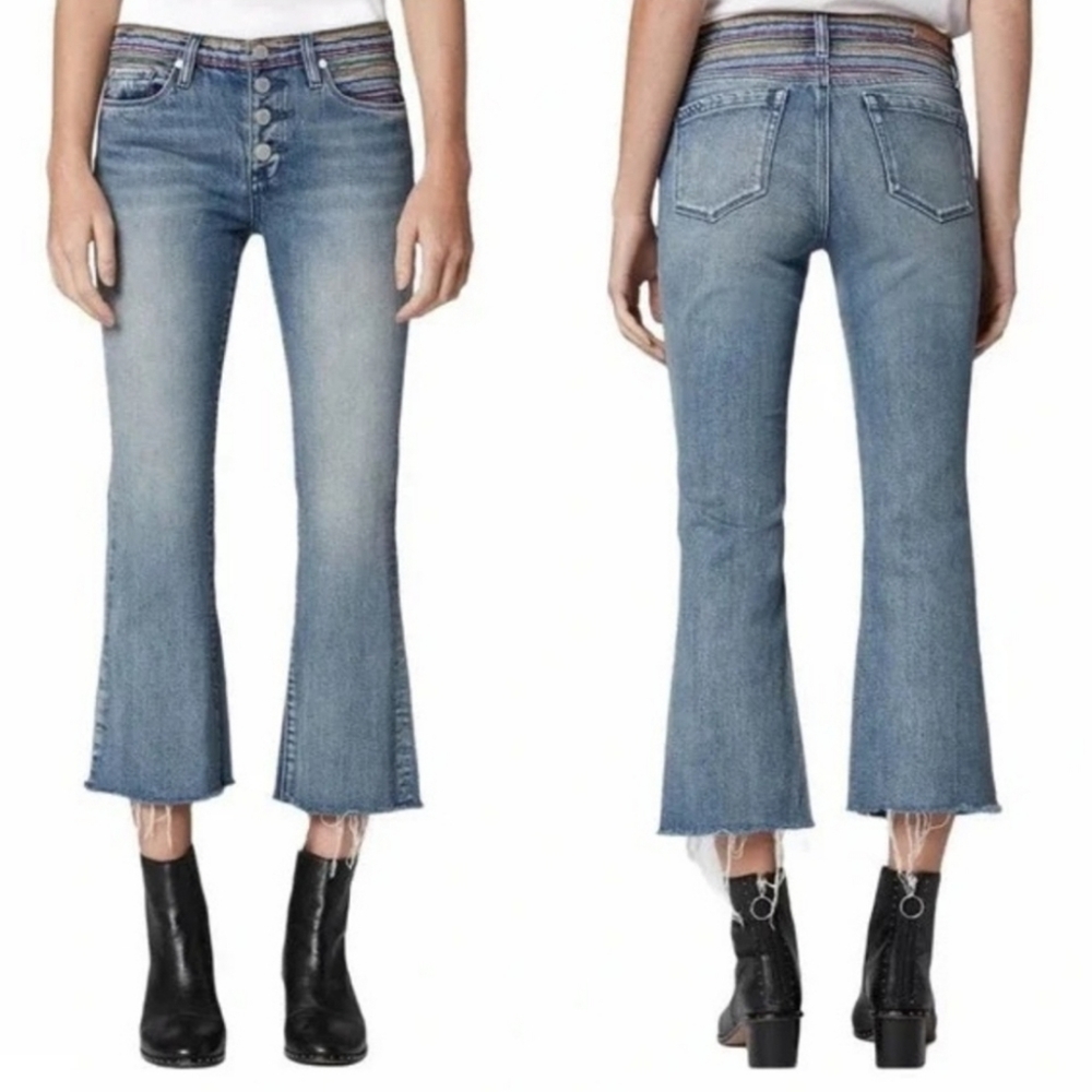 Blank NYC The Varick Kick Flare Denim - Rainbow Embroidered Waistband